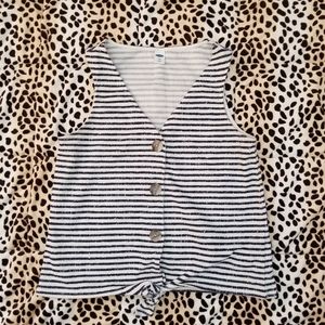 Button Down Self Tie Tank Top